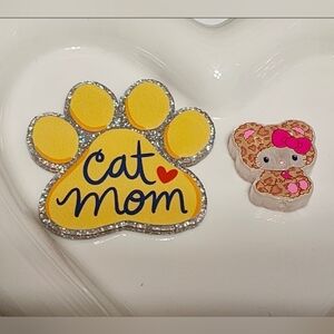 Acrylic Flatback Cat Mom  Focal Bead Badge Clip Keychain Bag Clip Crafts